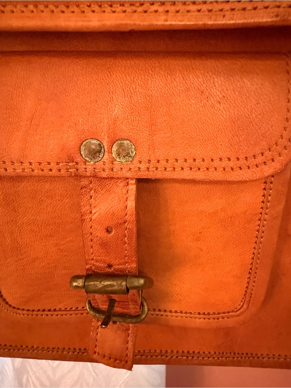 Vintage Leather Messenger Bag - Brown Shoulder Satchel - Picture 3 of 11